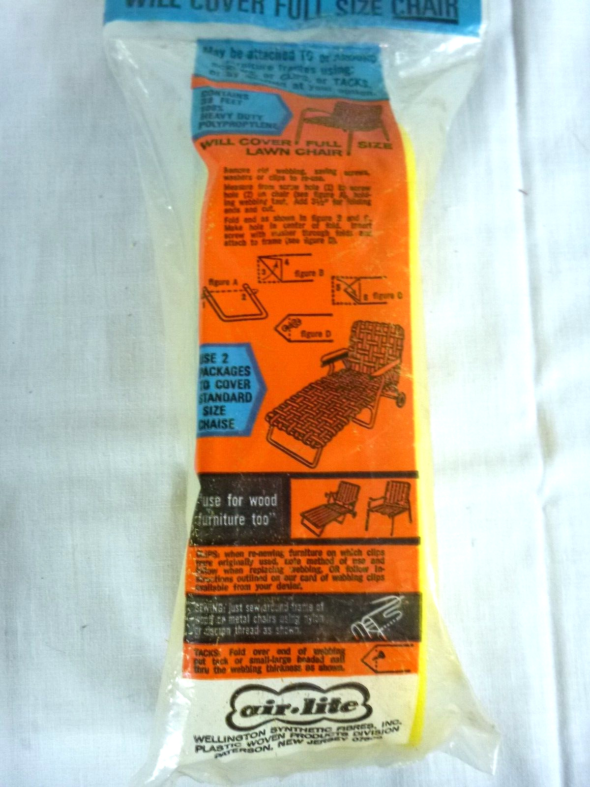 Pk of 39' Vtg Wellington Sunny Yellow Lawn Chair Replacement Webbing