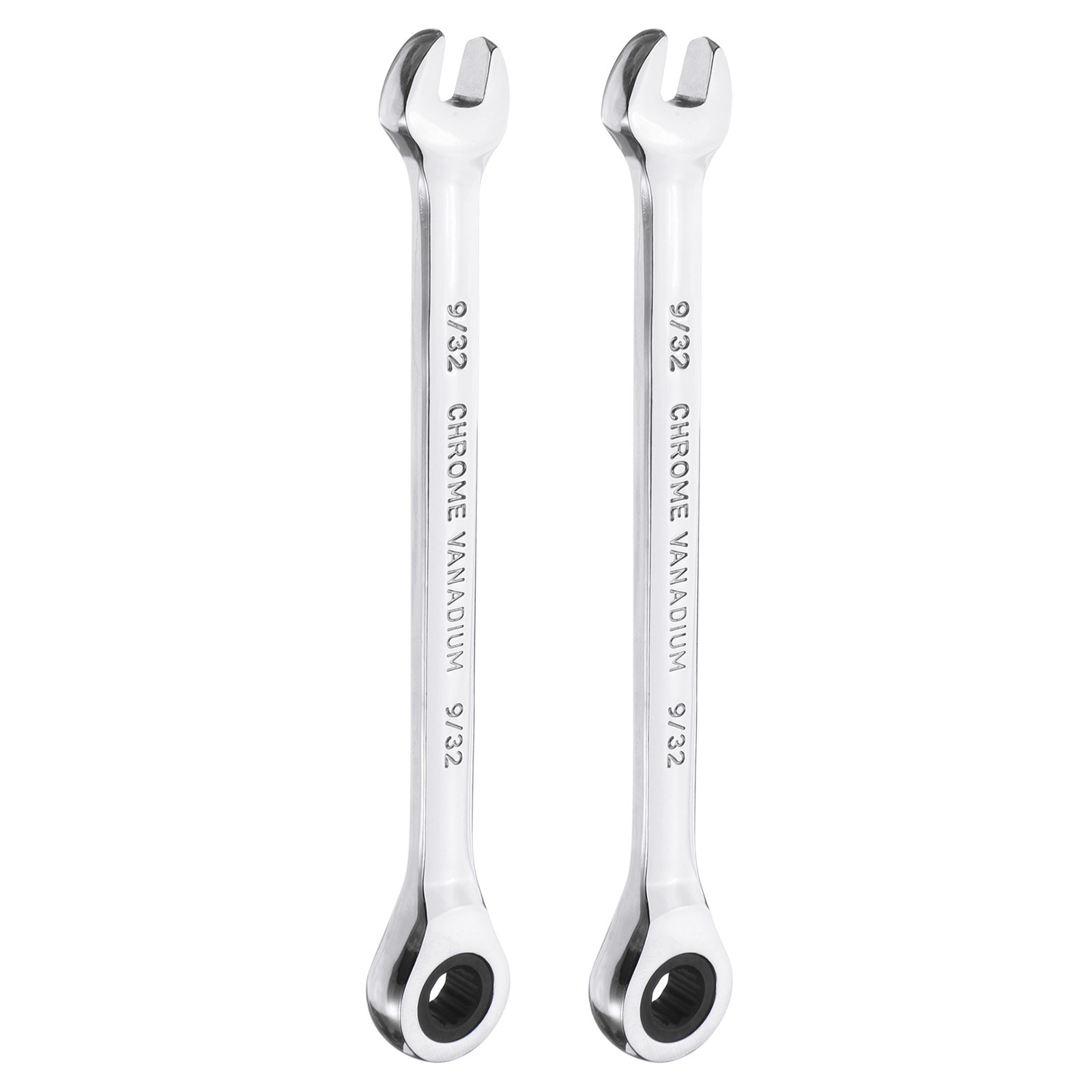 2pcs 12-Point Ratcheting Combination Wrench 9/32 Inch 72-Teeth 45# Carbon Steel