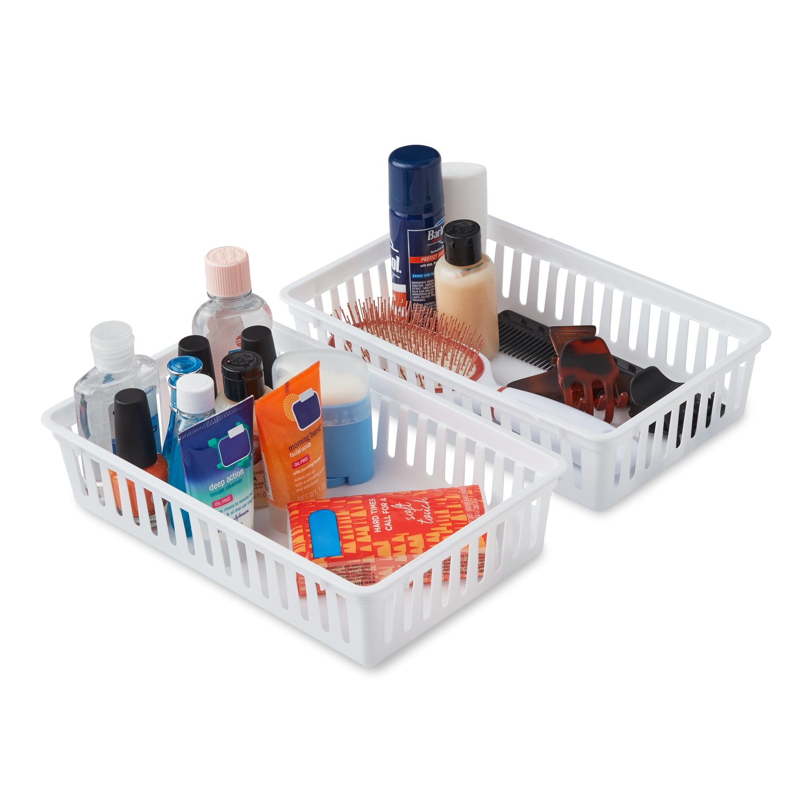 2Pack Plastic Drawer Organizer Storage Bin Set for Kitchen Desk Bathroom Drawer