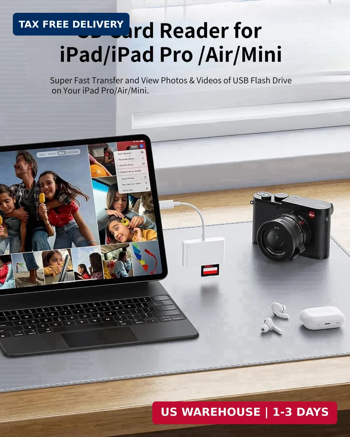 USB C SD Card Reader for iPhone 17/16/15 Series, USB C to Micro SD Memory Card A