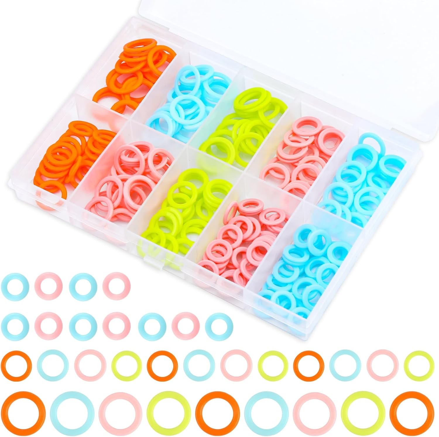 LUNARM 220 Pcs Knitting Stitch Marker, Random Colors 220 Pcs, 4 colors/220pcs