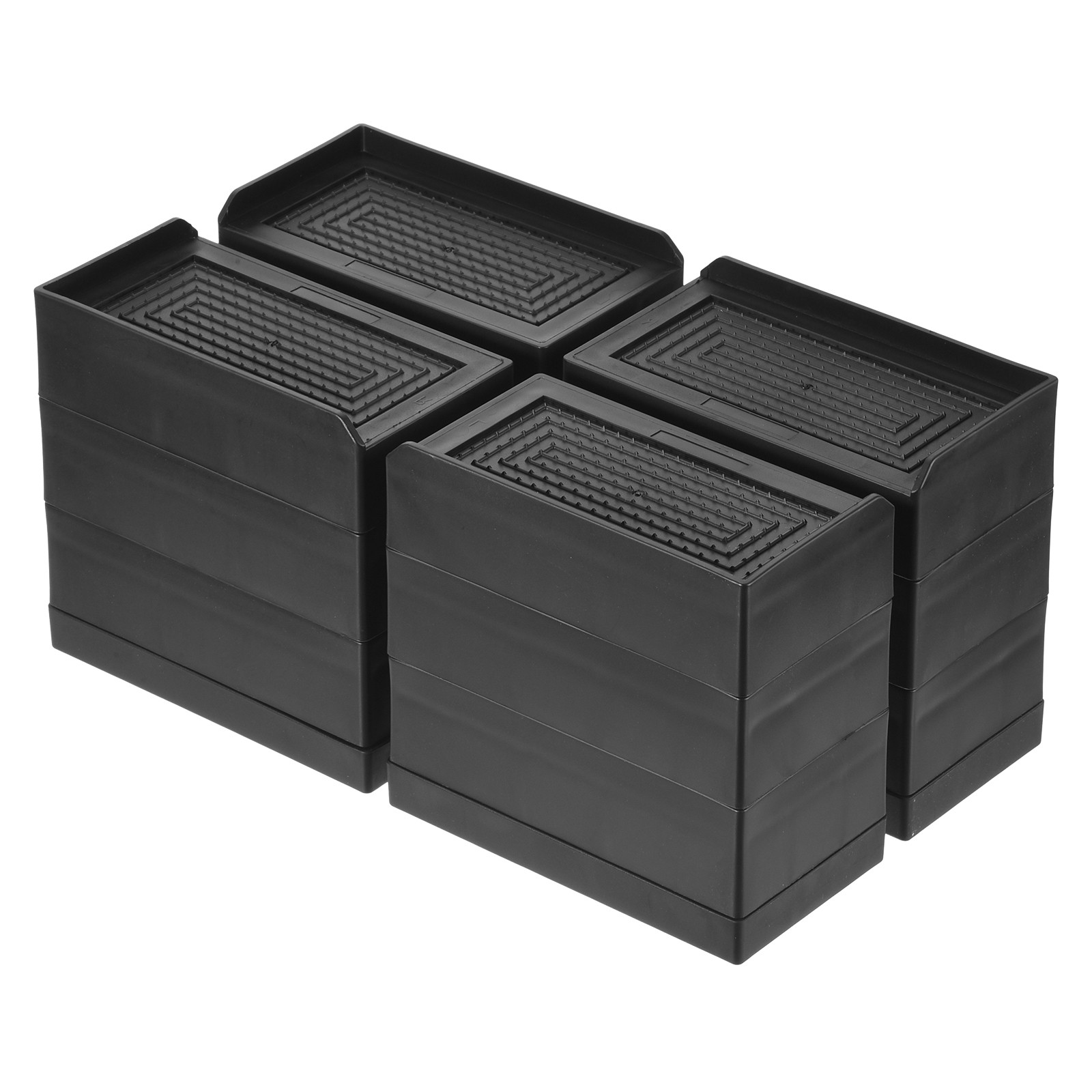 4pcs Furniture Risers 4.3 Inch Rectangle Bed Adjustable Couch Lifter Black New