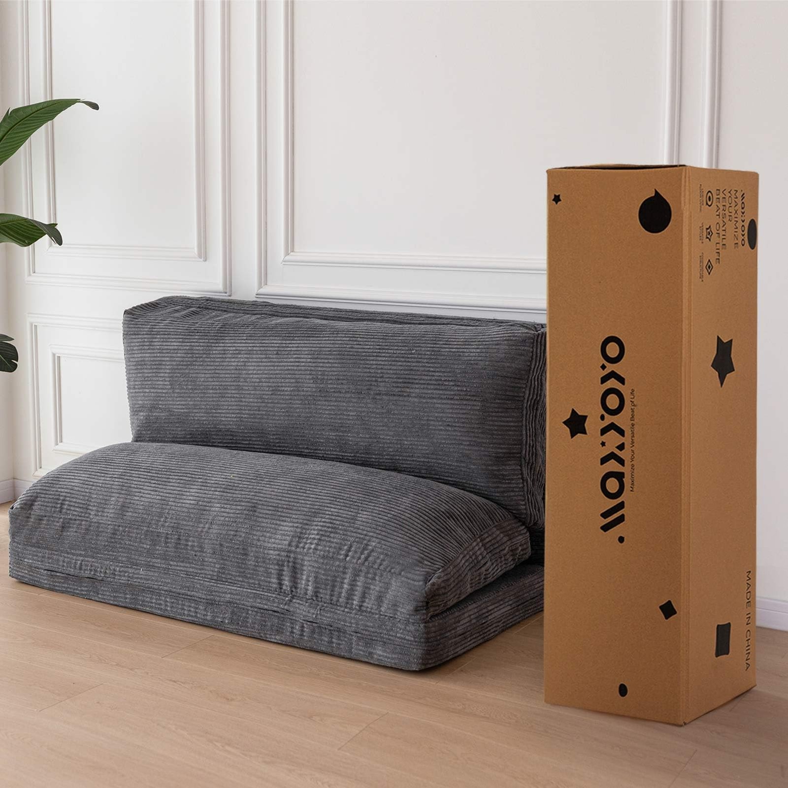 Folding Sofa Bed, Extra Thick and Long Floor Sofa Convertible Sleeper Chair w...