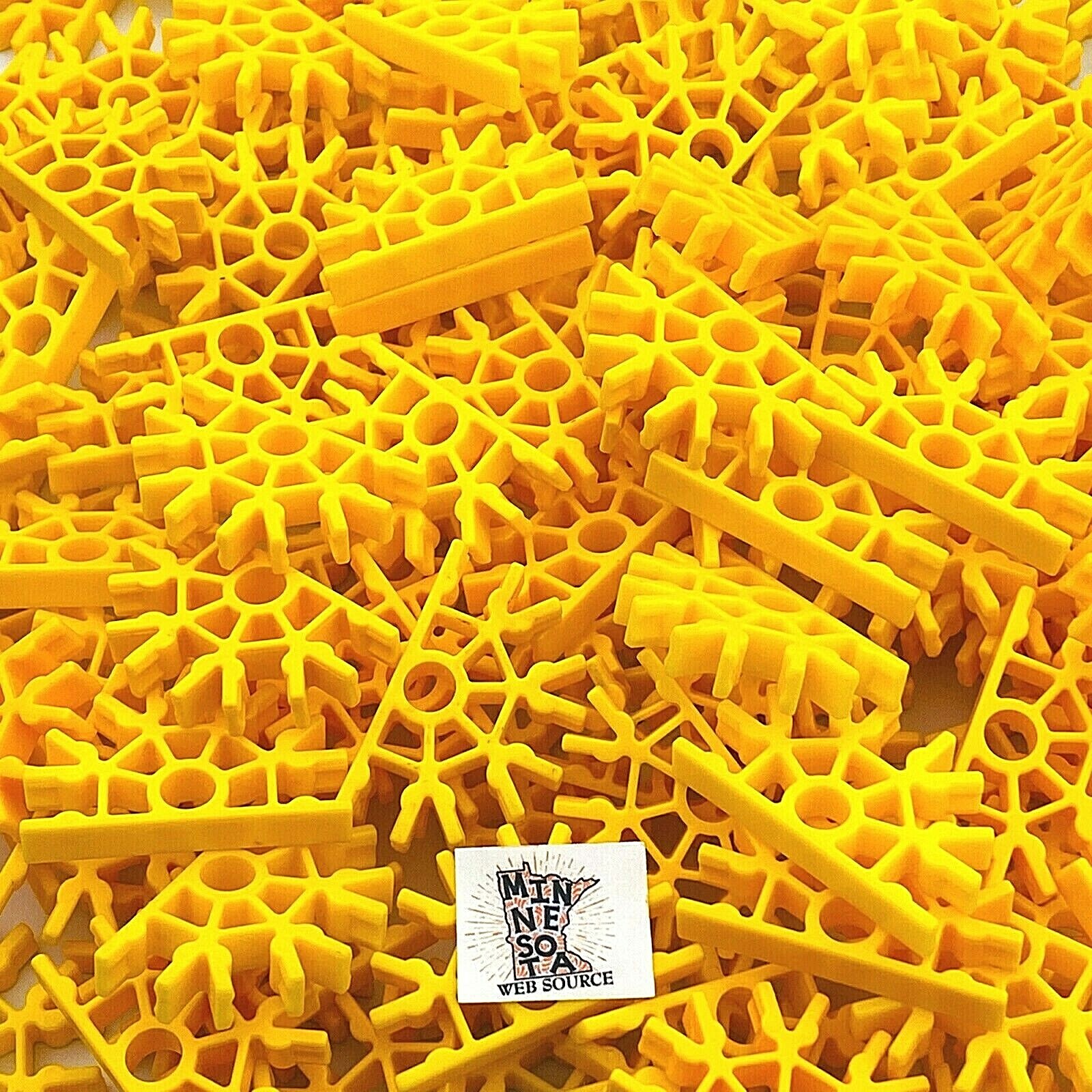 (100) K’NEX Yellow 5‑Way Connectors – USED OEM – Standard