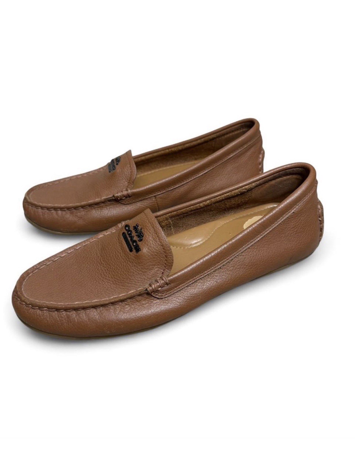 Coach Mary Lock Up Leather Driving Loafers Brown Slip On Women’s 8.5