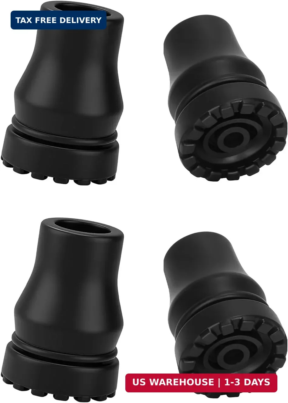 supregear Rubber Cane Tips, (3/4", 4-Pack) Heavy Duty Walking Cane Tips, Anti-Sl