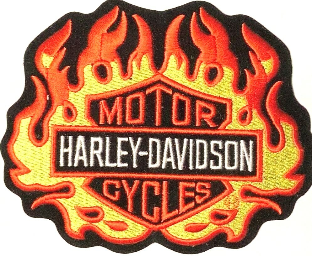 Harley Davidson Flames B&S Patch Emblem 6" x 5" Motorcycle Vest Jacket EMB417383
