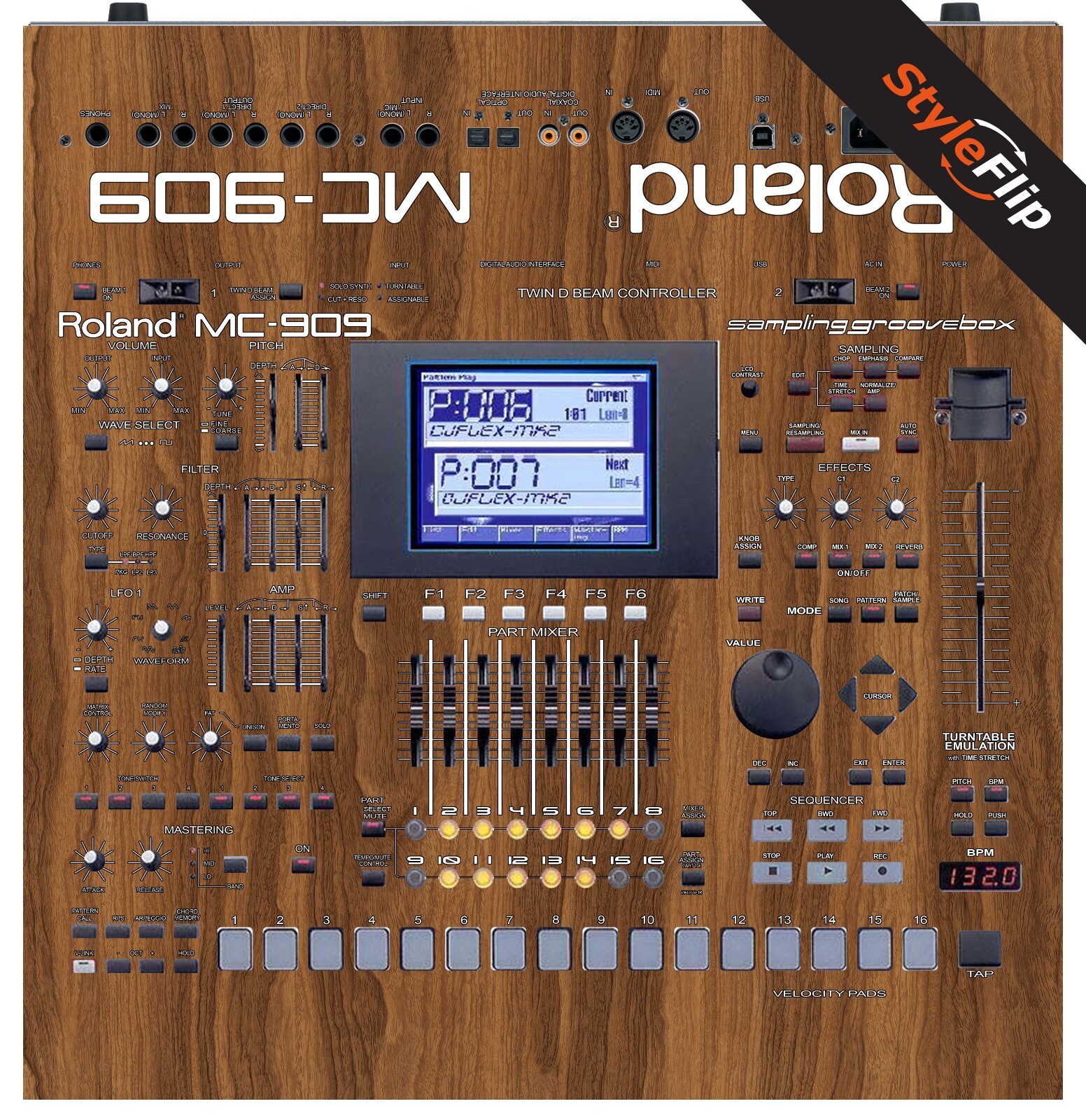 Roland MC-909 Skin | Wood 2 | Protective Decal | StyleFlip Skins