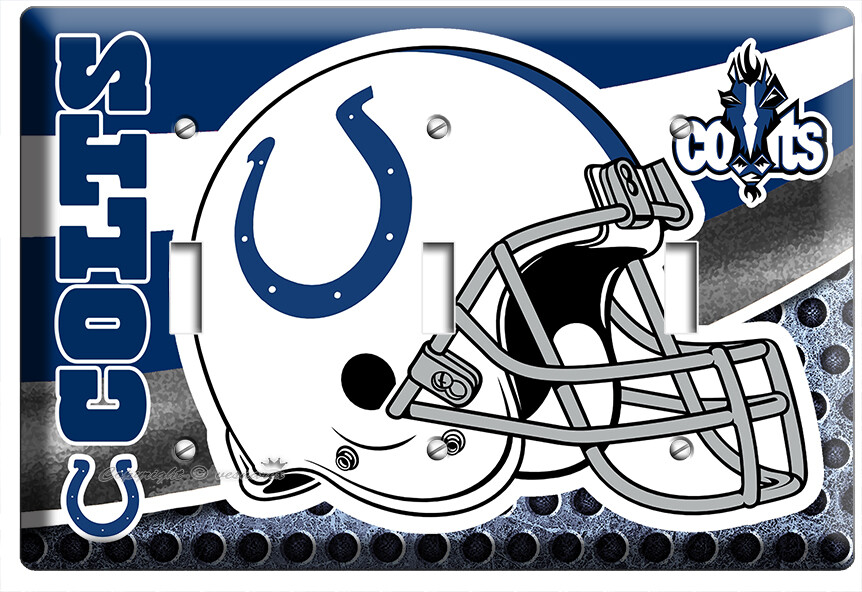 INDIANAPOLIS COLTS FOOTBALL TEAM 3 GANG LIGHT SWITCH WALL PLATES MAN CAVE DECOR