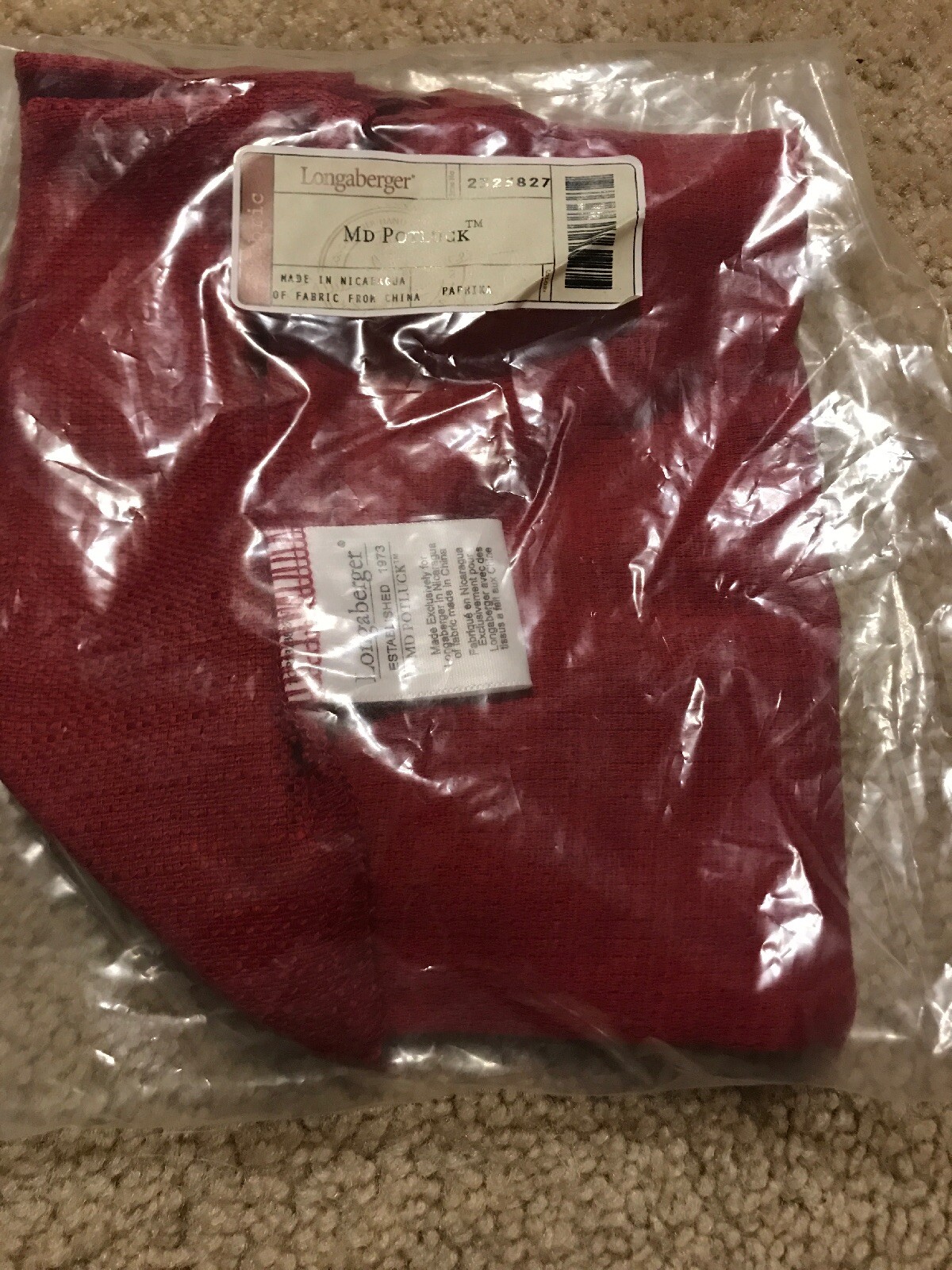 Longaberger Liner, Paprika, MEDIUM POTLUCK Basket, NEW