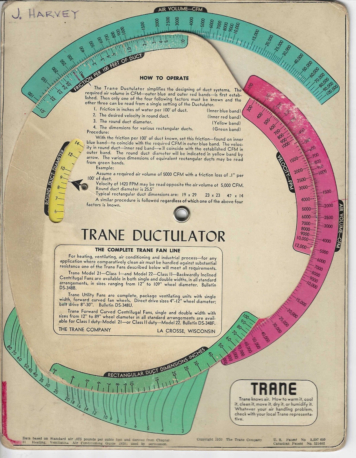 1950 Trane Ductulator – Early HVAC Duct Sizing Calculator (c. 1950) Vintage