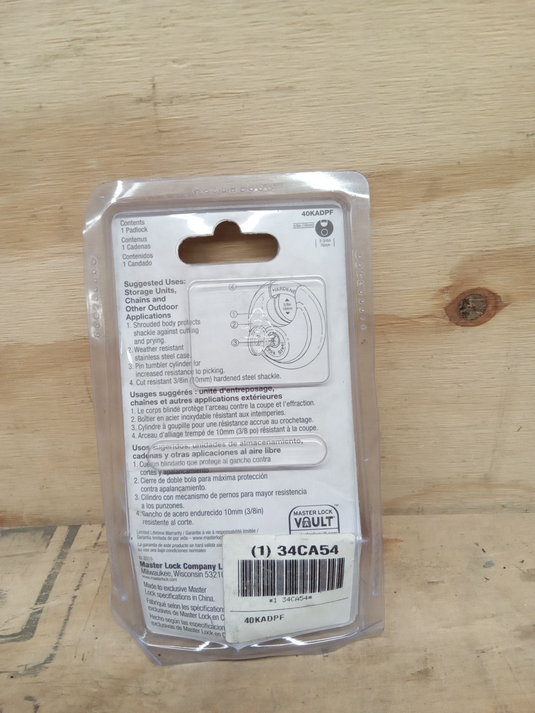 Master Lock 40KADPF Stainless Steel Padlock