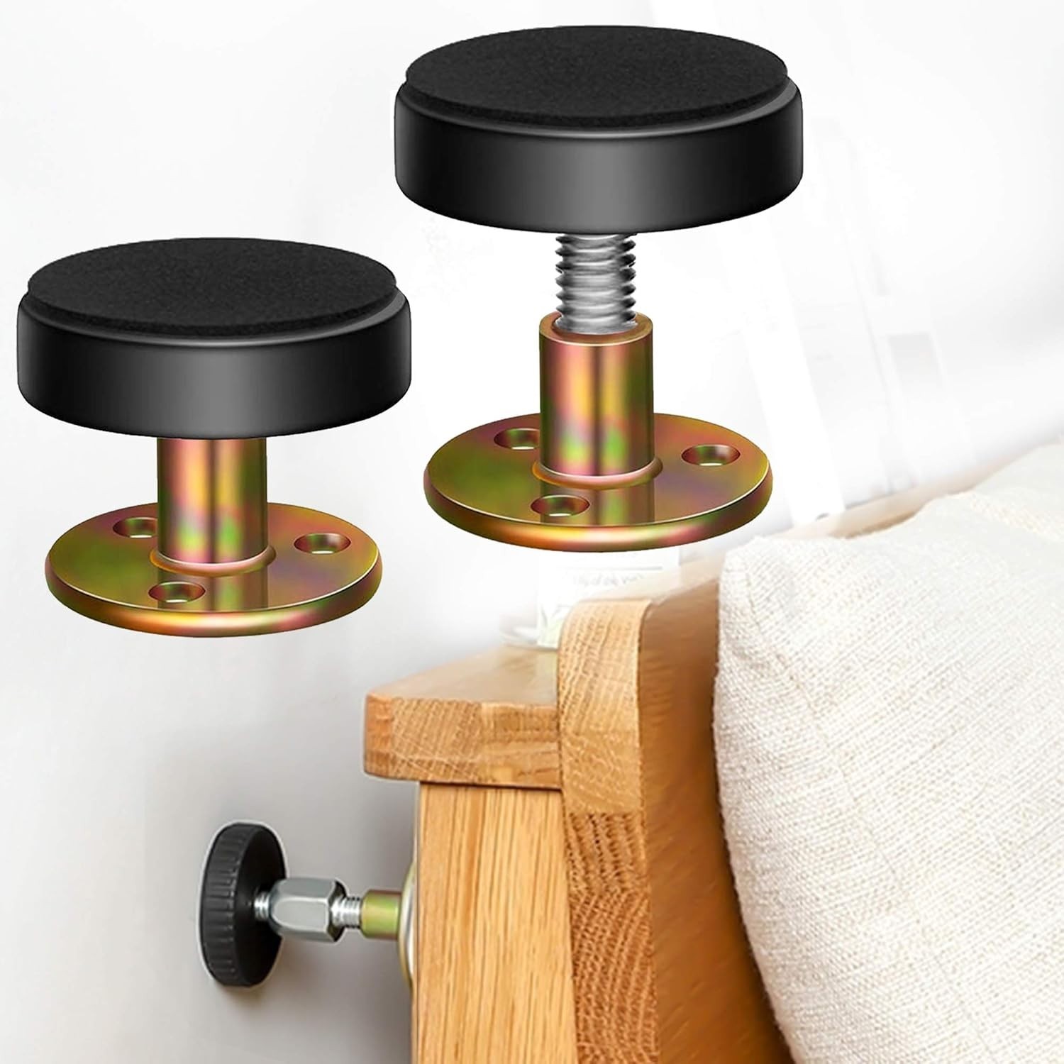 Easy Install Adjustable Bed Frame Anti-Shake Tool - Wall Protection 2-Pack