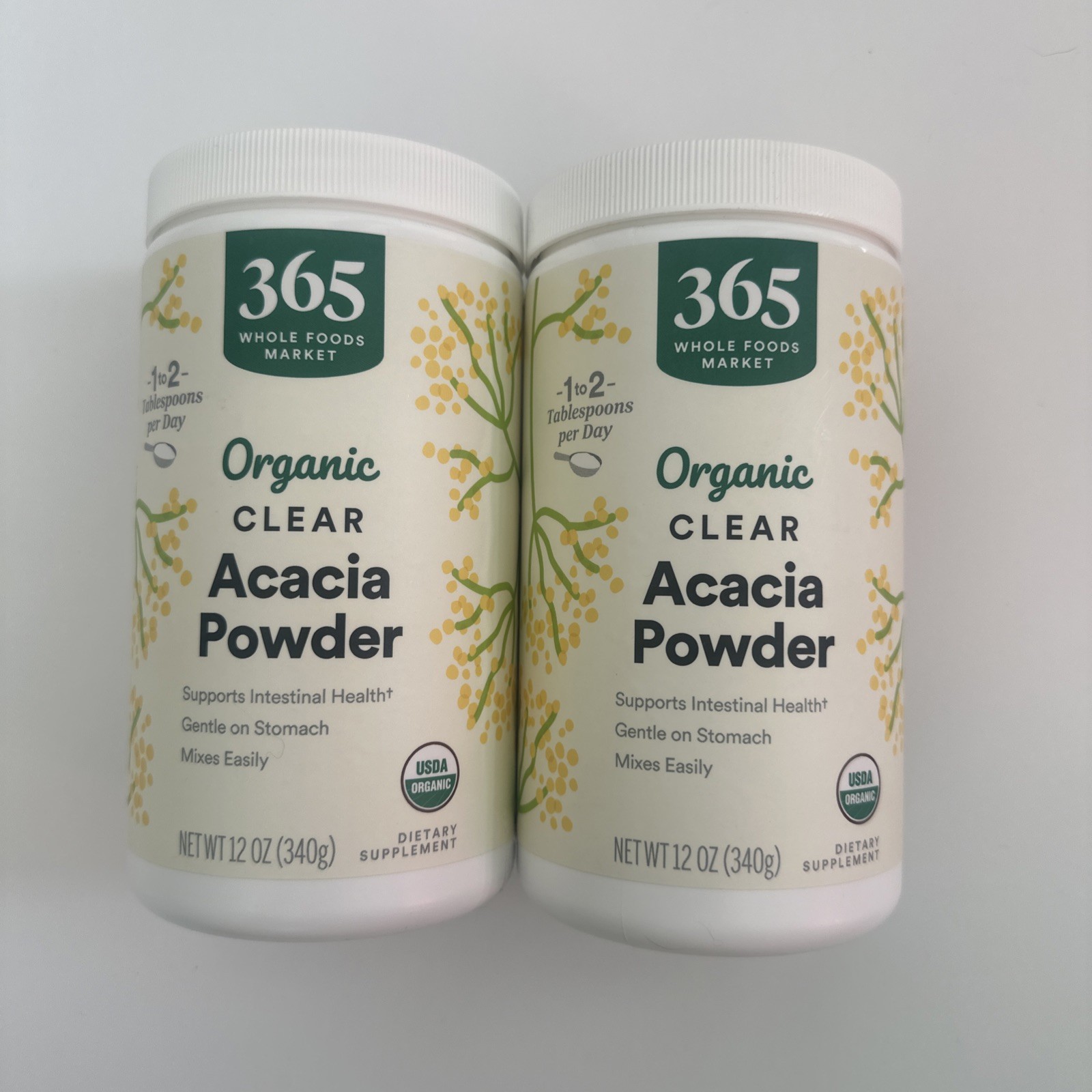 (2) 365 by Whole Foods Market Organic CLEAR Acacia Powder 12oz, Exp. 01/27