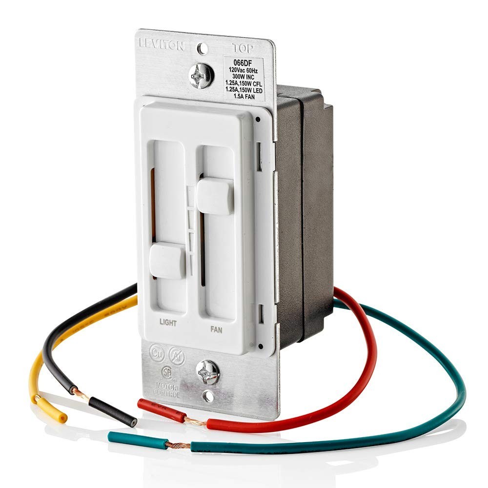 Convenient Dual Control Fan & Light Dimmer Switch - White, 150W LED Rated