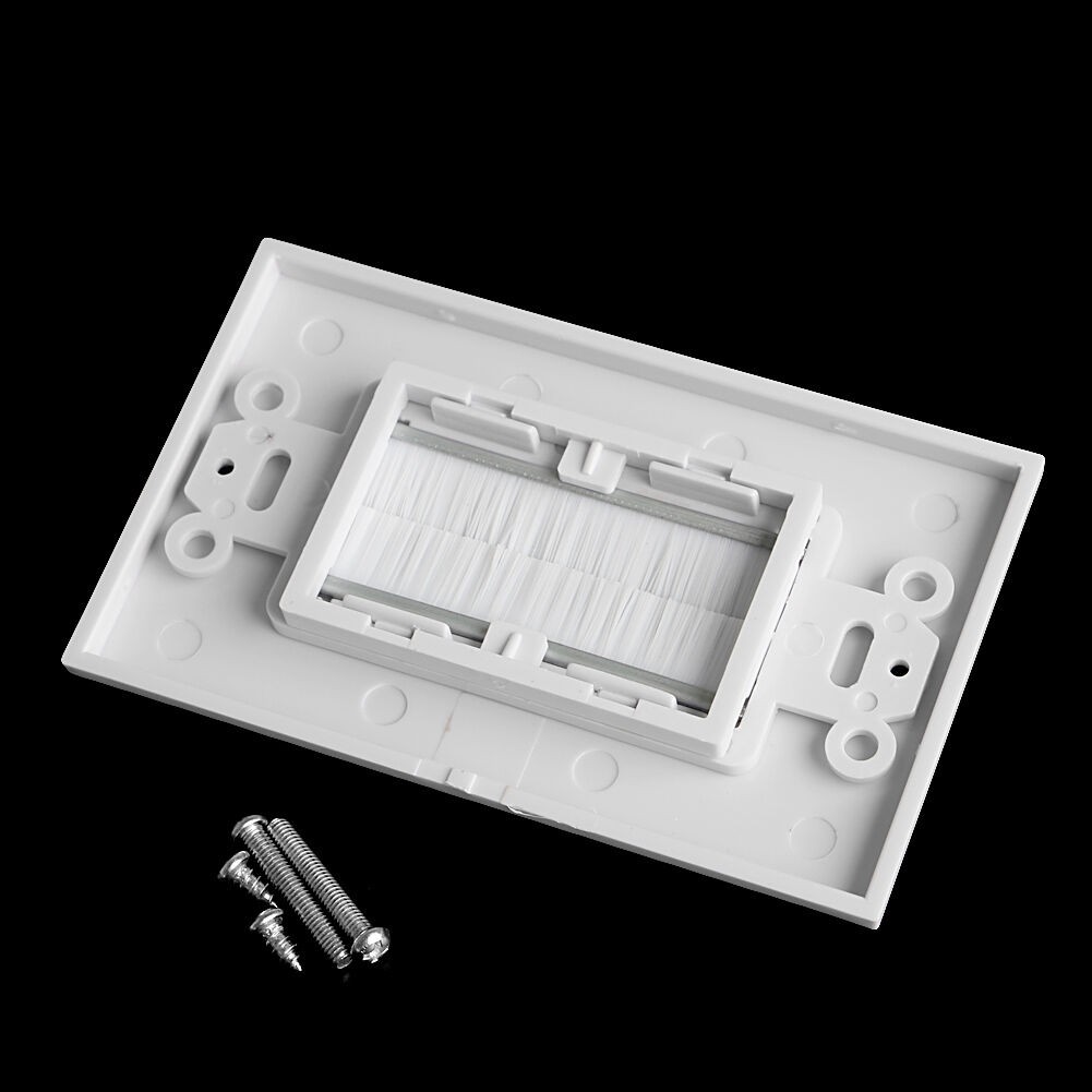 Cable Pass Through Insert Single Brush Wall Plate White Wires Wall Socket