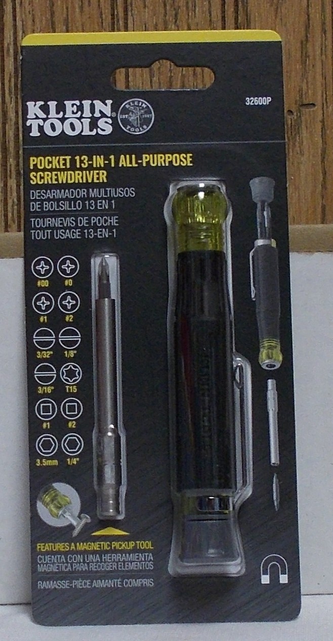 Klein Tools 32600P Pocket 13 In 1 All-Purpose Screwdriver With Bits