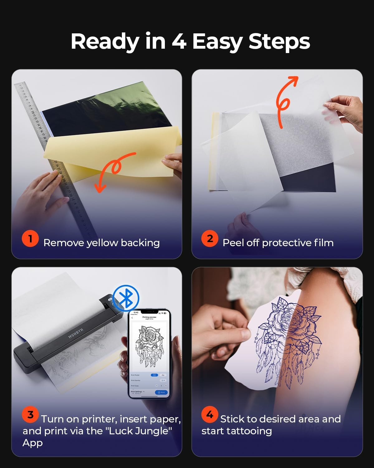 Munbyn Tattoo Stencil Printer Itp06 300Dpi Wireless Thermal Tattoo Printer 20