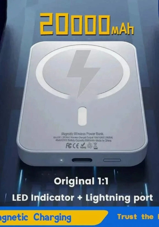 20000mAh Magnetic PowerBank Wireless 20W Fast Charger For Magsafe Portable -NEW