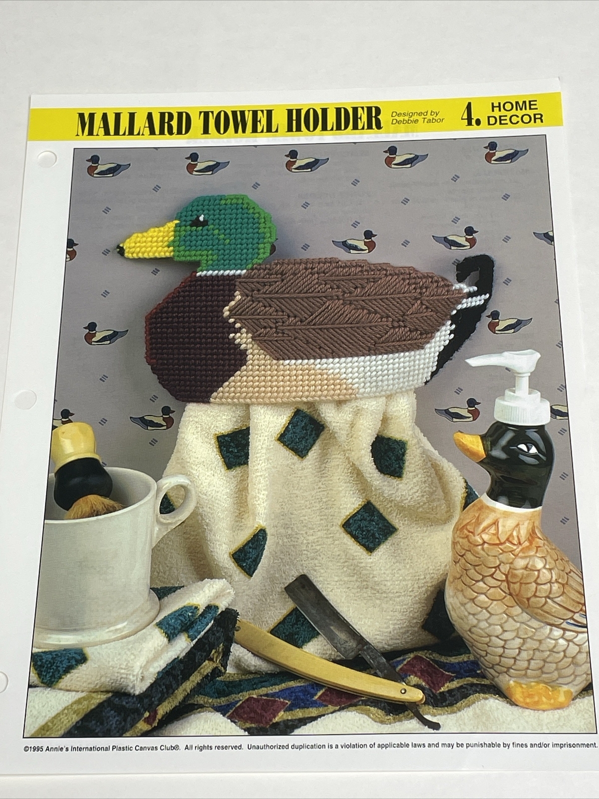 Mallard Towel Holder Annie's Attic Plastic Canvas Pattern