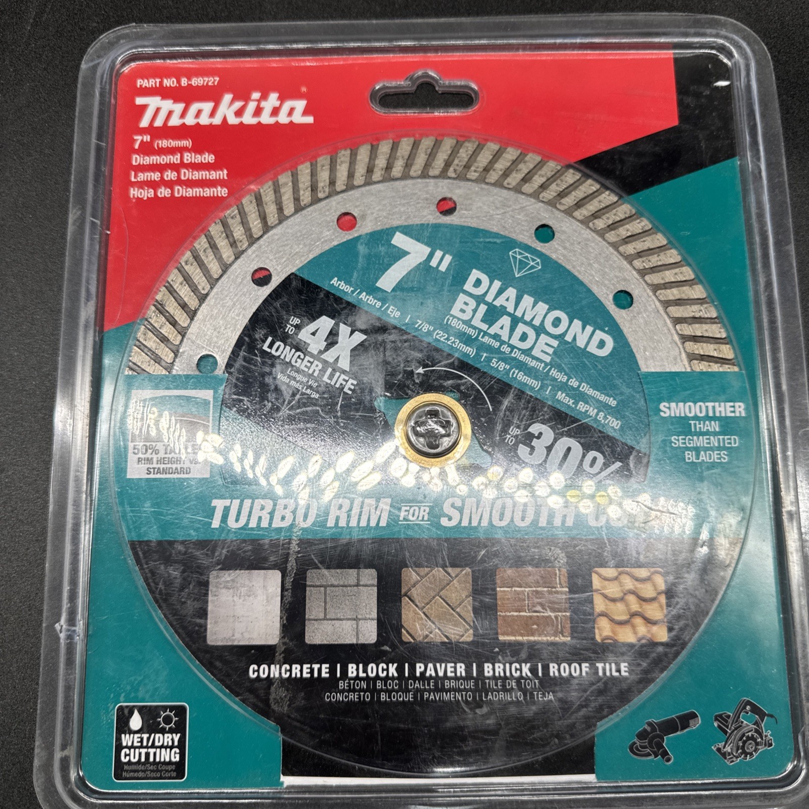 Makita B-69727 7" Diamond Blade, Turbo Rim, General Purpose