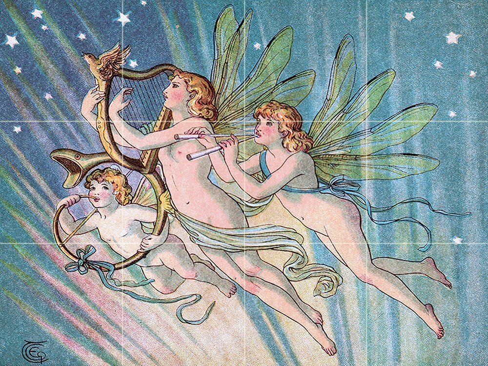 Emily's Fairies Tile Mural Kitchen Bathroom Wall Backsplash Art 24x18