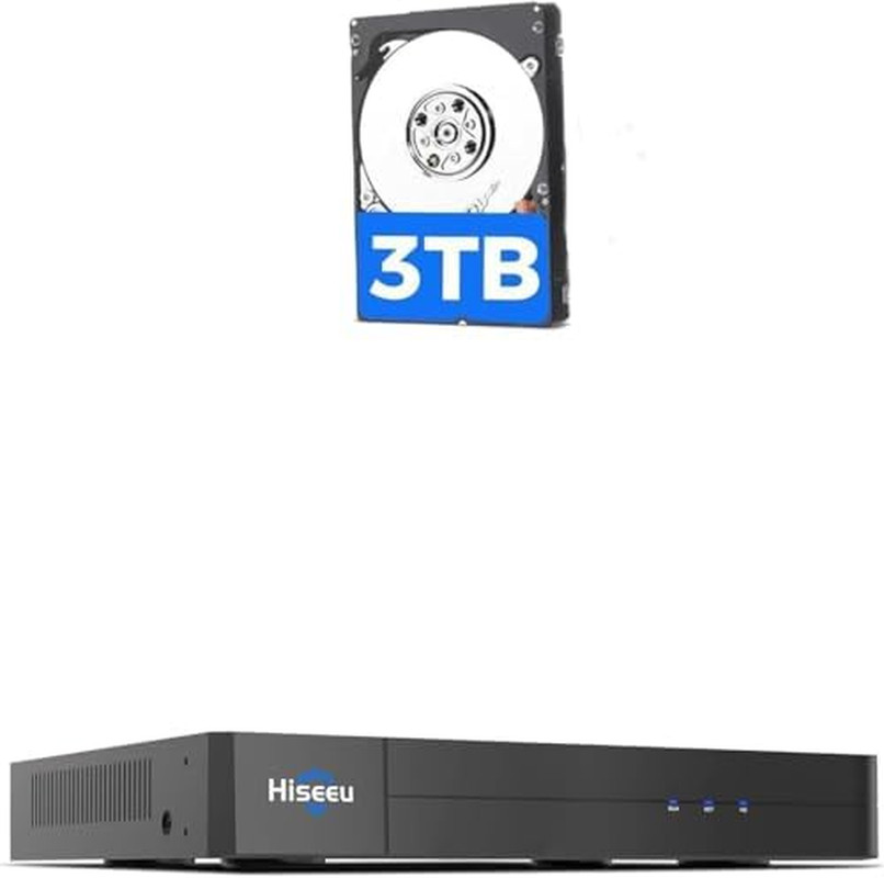 Hiseeu 8 Port 4K Poe Network Video Recorder NVR+3TB HDD, Support 4K/2K/8MP/5MP/3