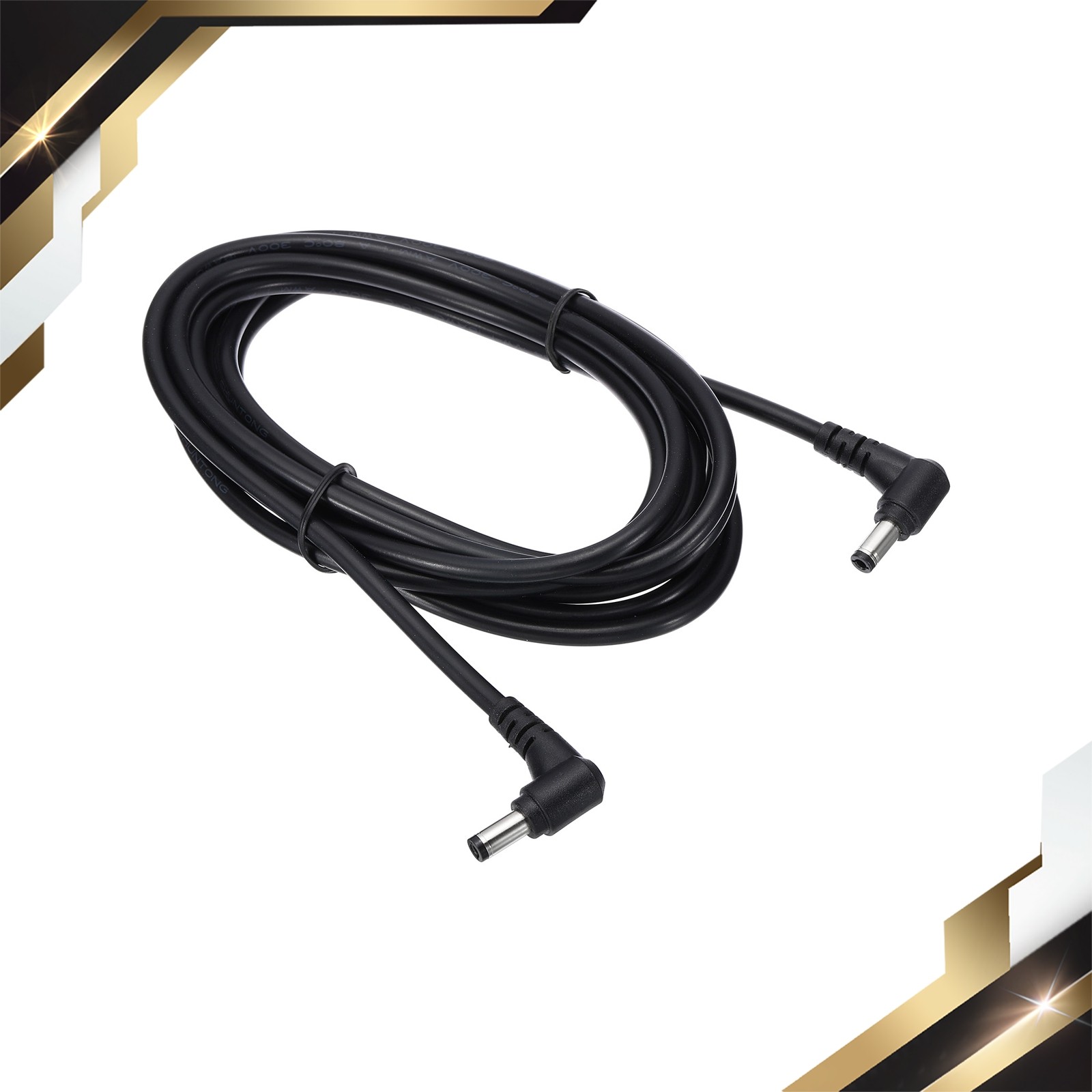 10Ft 5.5x2.5mm Male to Male DC Power Cable 18AWG 90 Degree Right Angle
