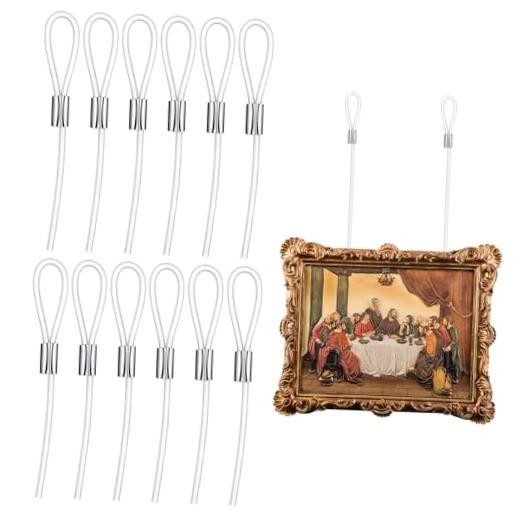 12 Pcs 59" Length Picture Rail Hanging Cord 66 Lb/ 30 kg Load Capacity Clear