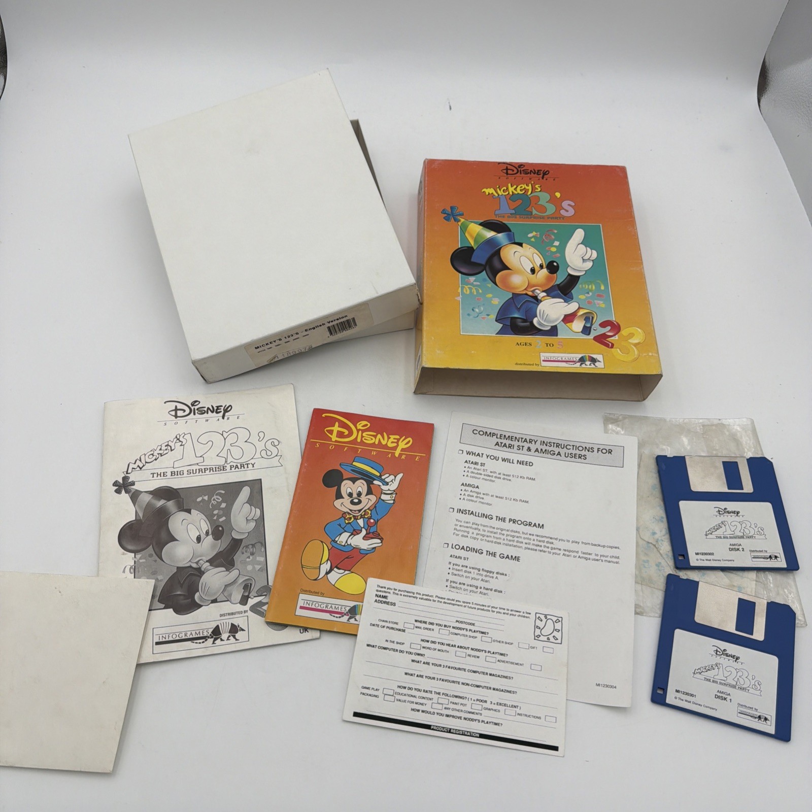 Mickey’s 1-2-3’s Commodore Amiga Disney Educational Complete CIB Tested