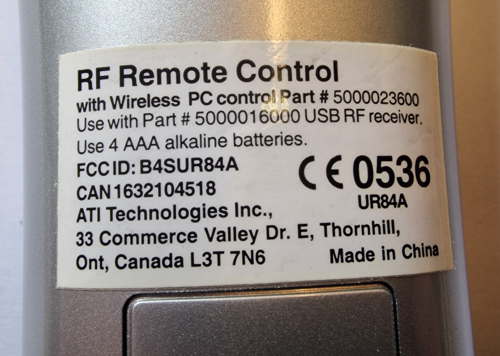 ATI Remote Wonder Original Wireless Remote Control #K-466-16