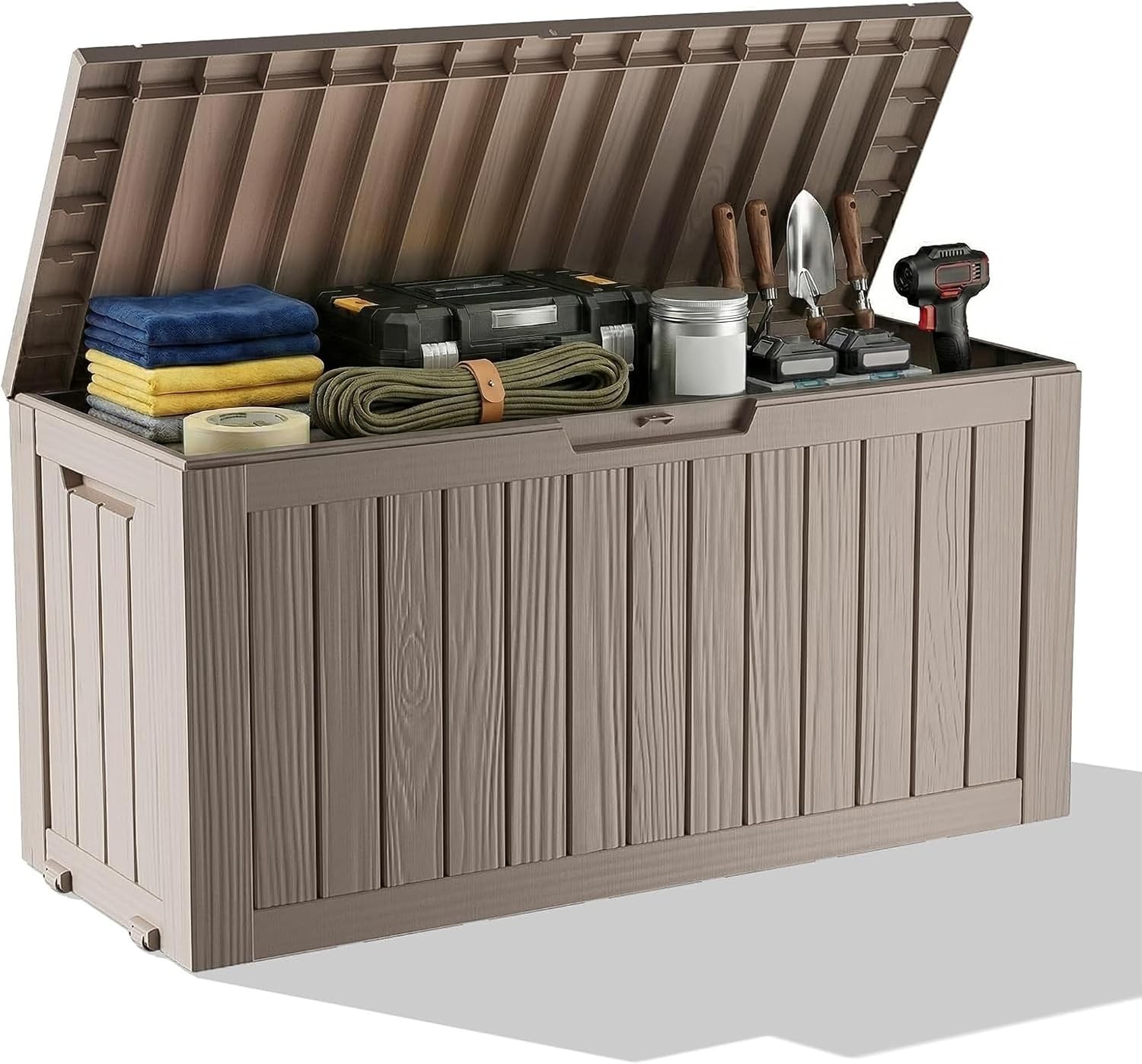 90 Gallon Outdoor Waterproof Storage Deck Box Lockable Outside Resin Bench UV