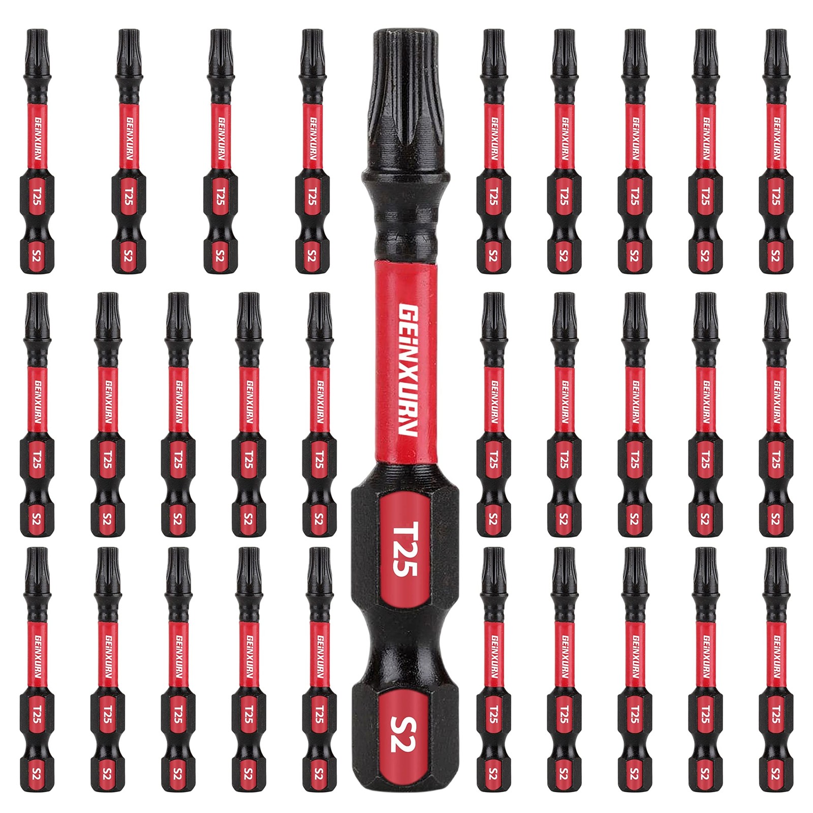 GEINXURN 30 Pieces T25 2 In. Impact Tough Magnetic #25 Torx 2INCH-T25-30PC