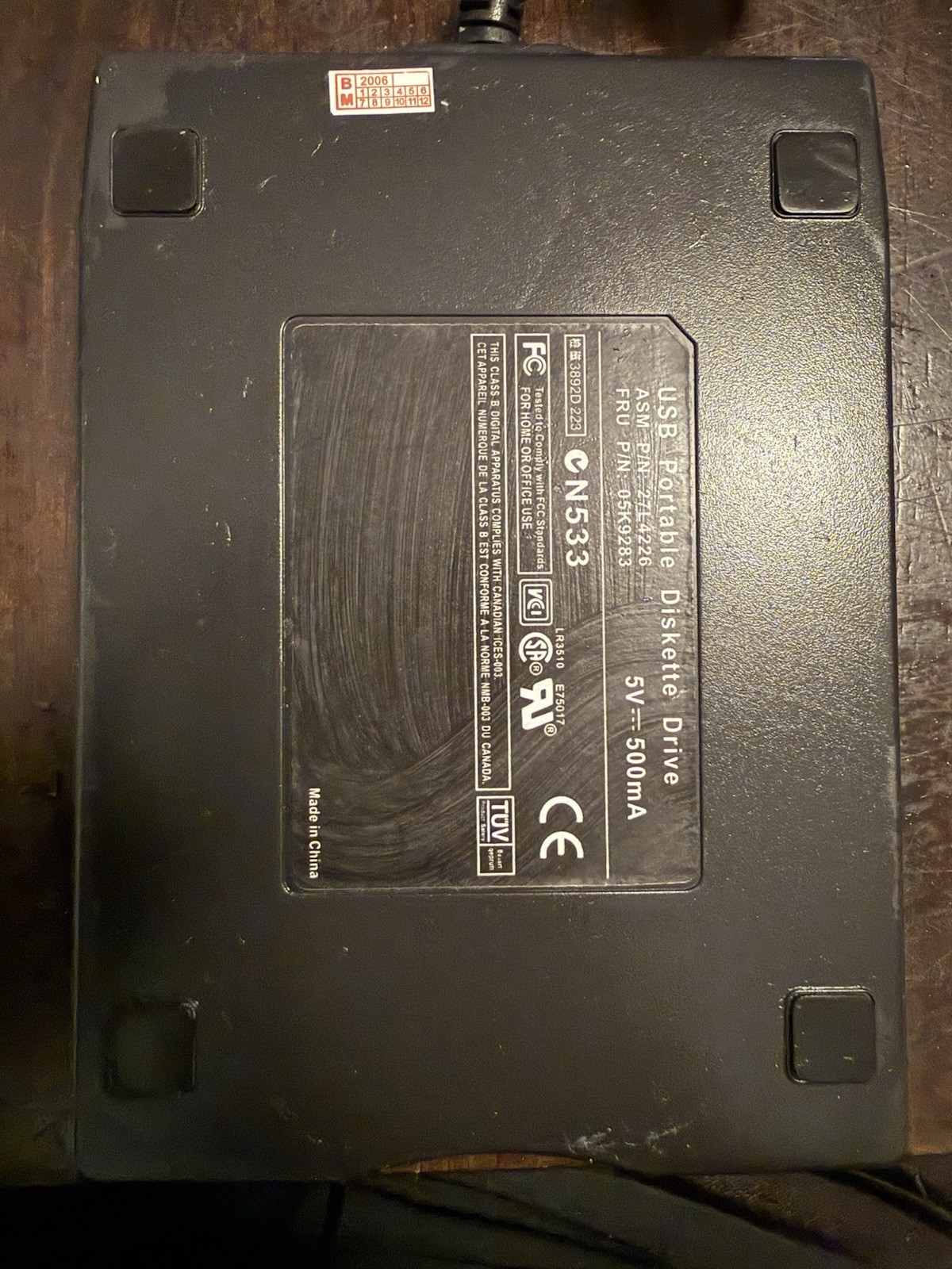 USB PORTABLE 3.5" FLOPPY DISKETTE DRIVE FD-05PUB P/N 19308801-19