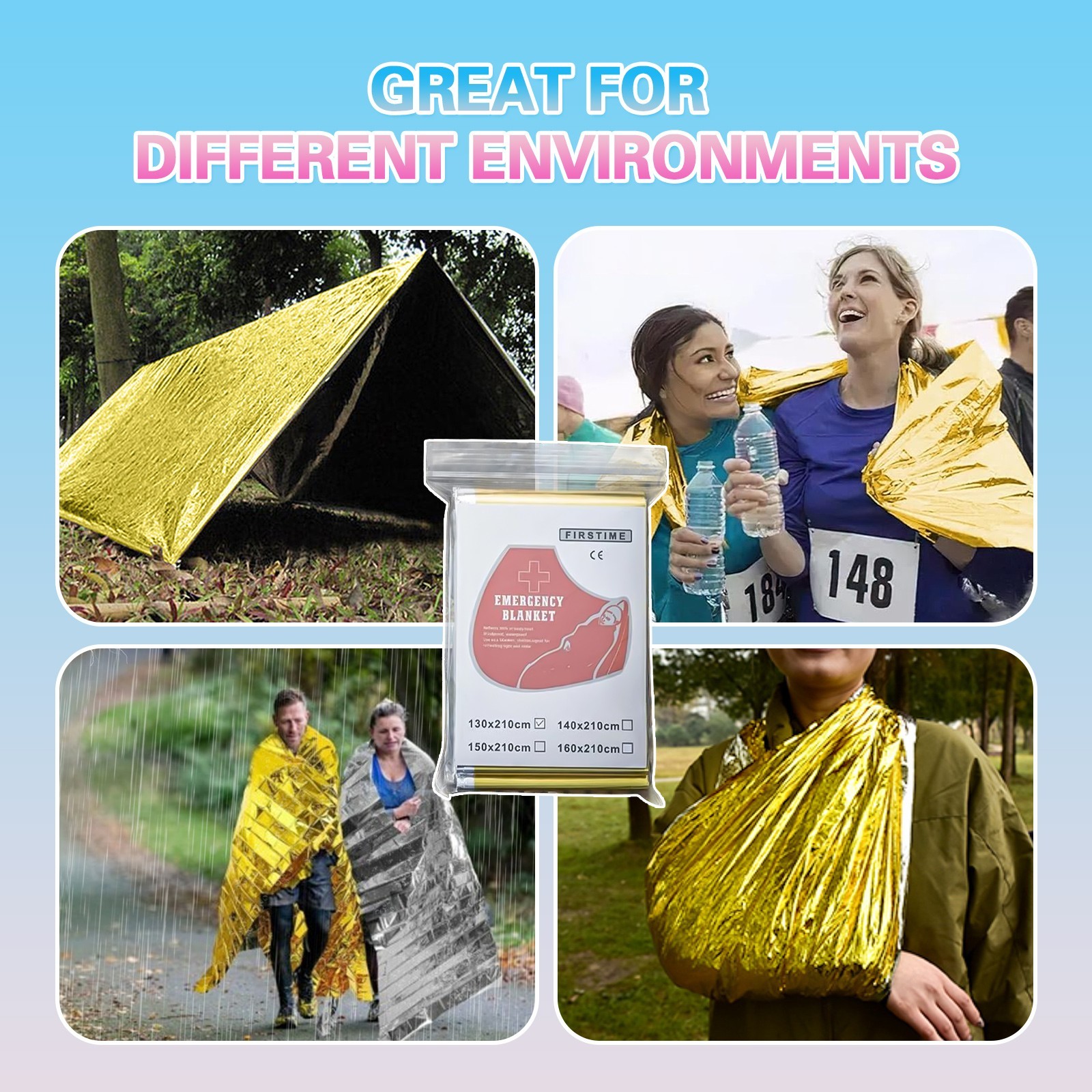 Running Hydration Vest Backpack 500ml Soft Flask Emergency Blanket Reflective