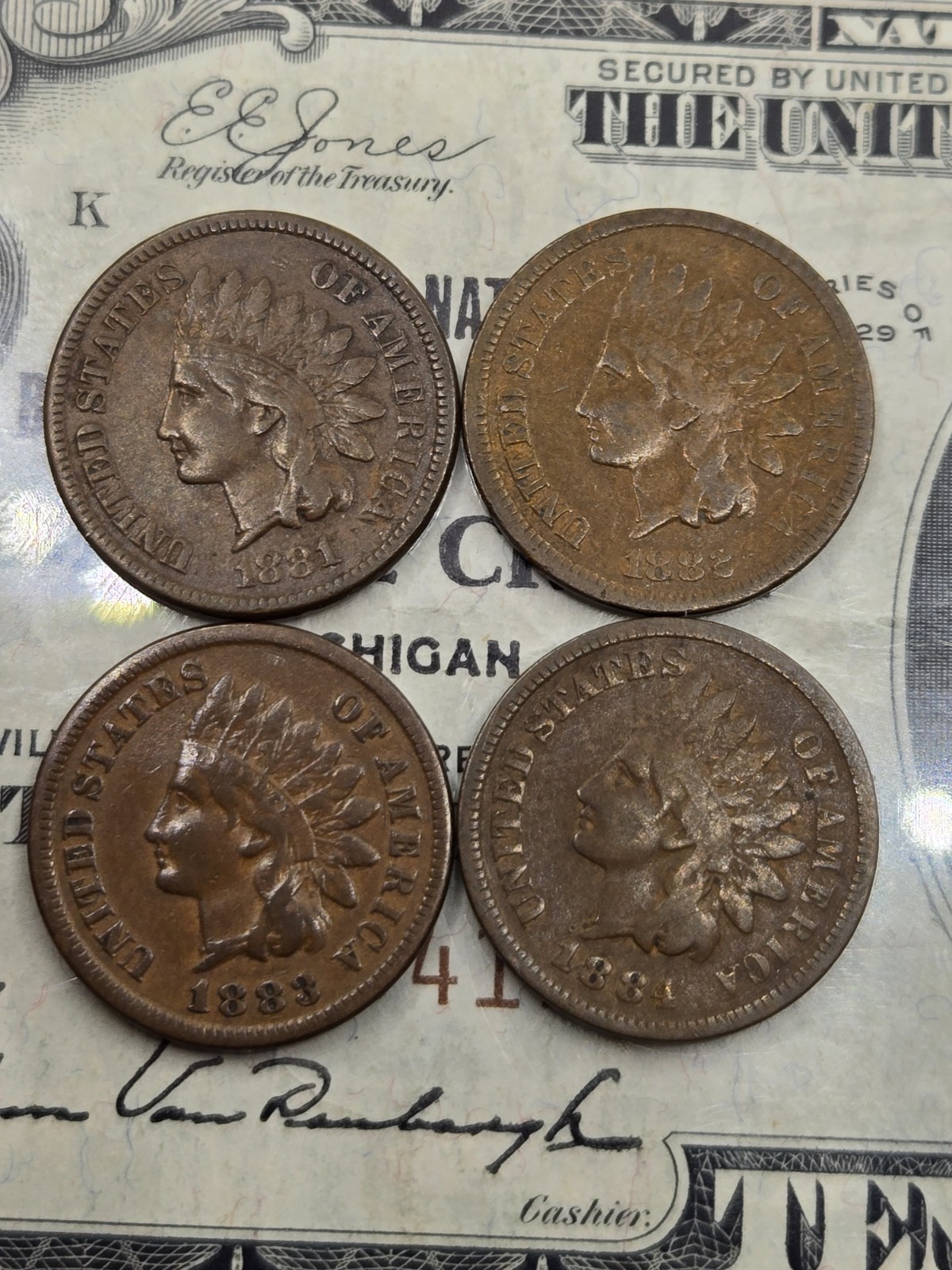 4 Coin Lot ☆ 1881, 1882, 1883, 1884 Indian Head Cents ☆ 972 ☆ Check My Store