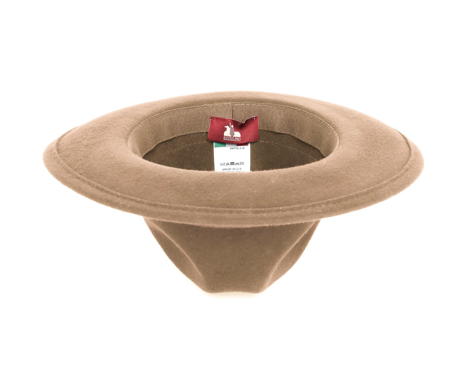 NWT EZZELINO Fedora HAT beige wool felt luxury Italy 61 XL