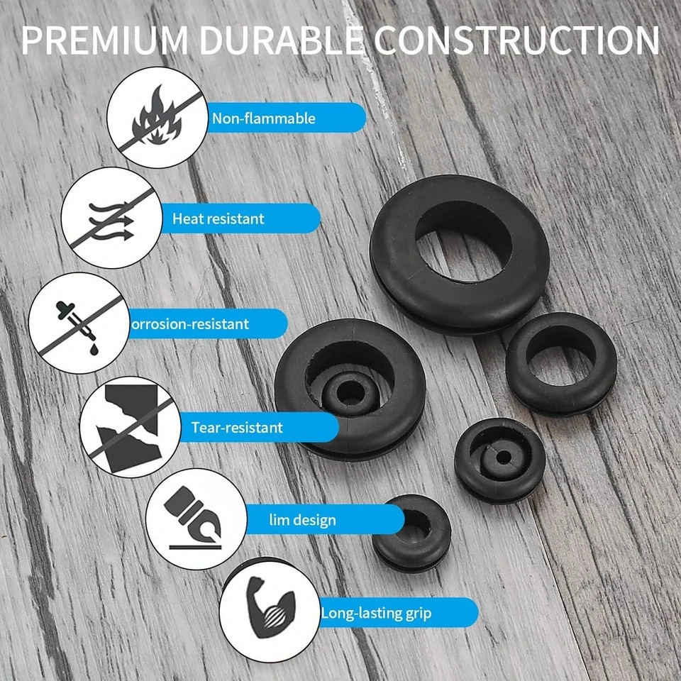 300 Rubber Grommets Kit Wire Hole Gaskets Hollow Firewall Plug Wiring Car 8 Size