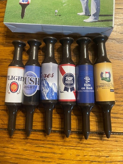 Golf Tees Beer Bottle 6 Pack Golf Tee Holder - New