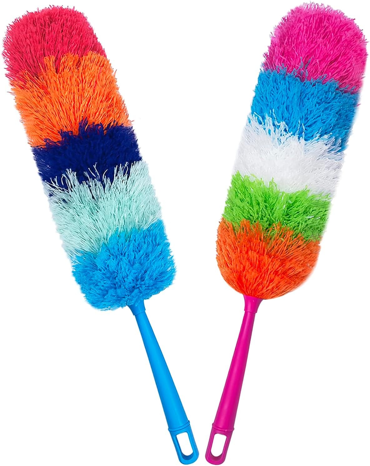 2 Pack 22-Inch Rainbow Reusable Microfiber Dusters,Bendable and Washable Feather