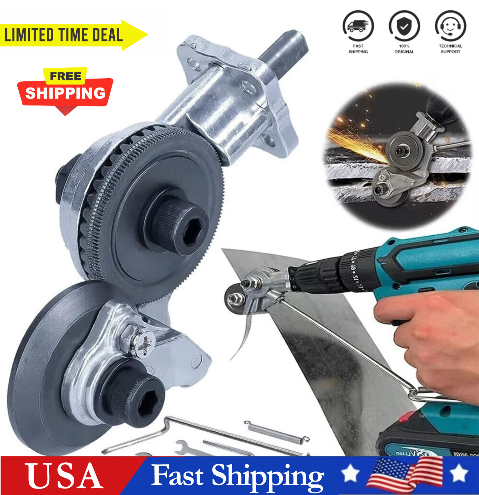 Electric Drill Plate Cutter Sheet Metal Nibbler Precise Cutting Sheet Cutter US