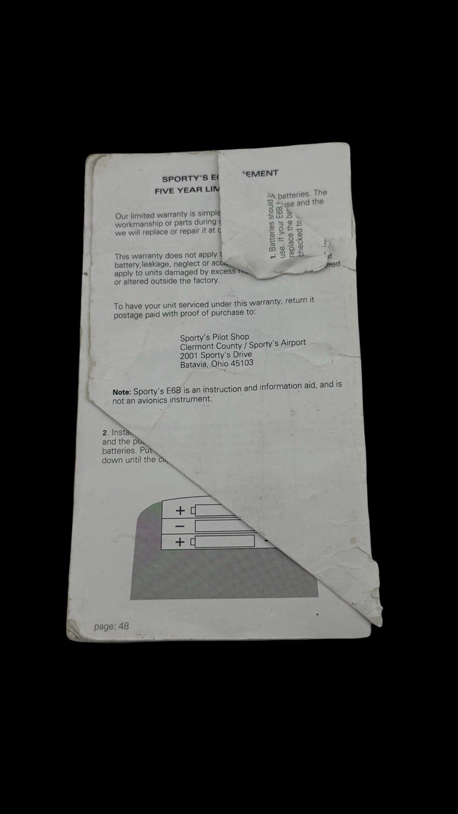 Sporty’s E6B Electronic Flight Computer Manual Pilot Aviation Guide 2016 Damaged
