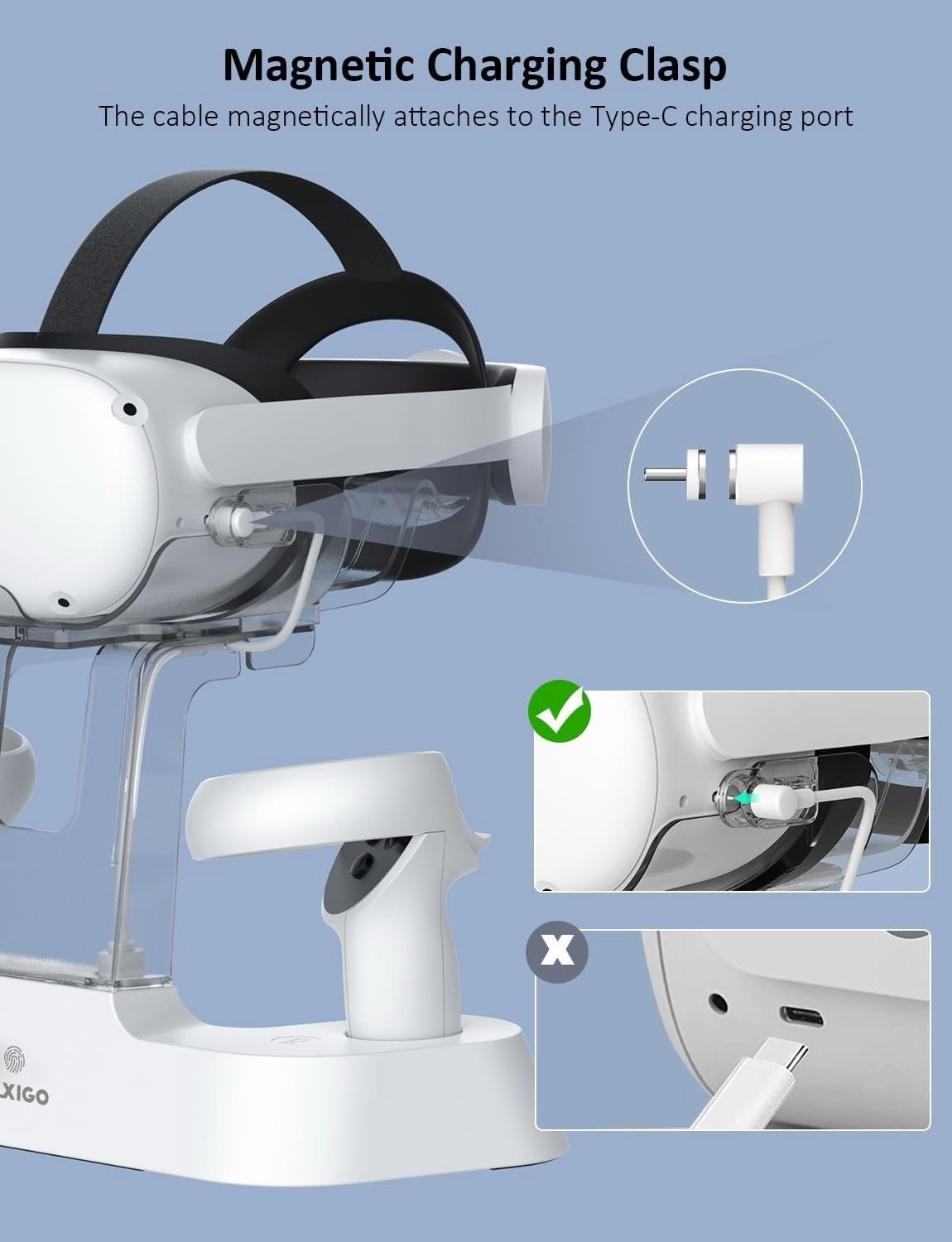 NexiGo S20 Enhanced Charging Dock for Meta Oculus Quest 2 Headset Controller