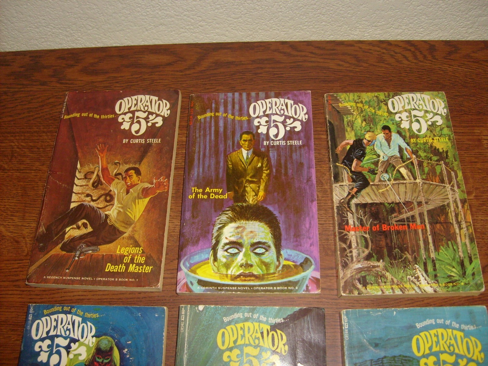 OPERATOR 5, curtis steele, VINTAGE CORINTH PAPERBACKS #1, 2, 4, 5, 7, 8