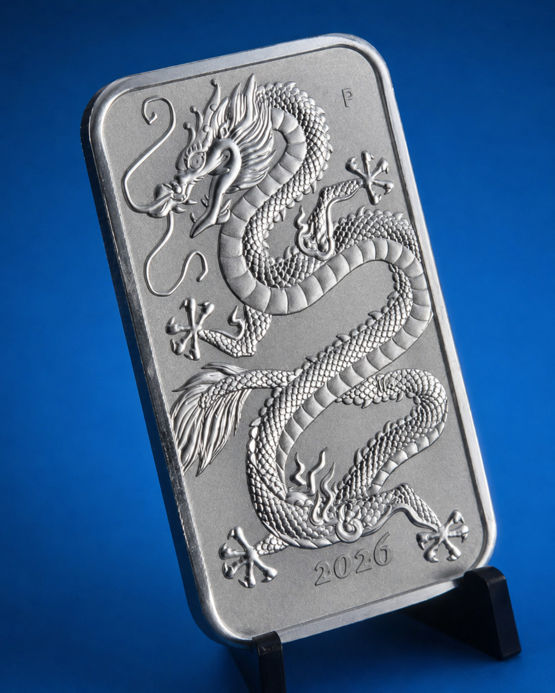 2026 Australia Perth Mint 1 oz Silver Dragon Rectangular Bar Coin from Mint Tube