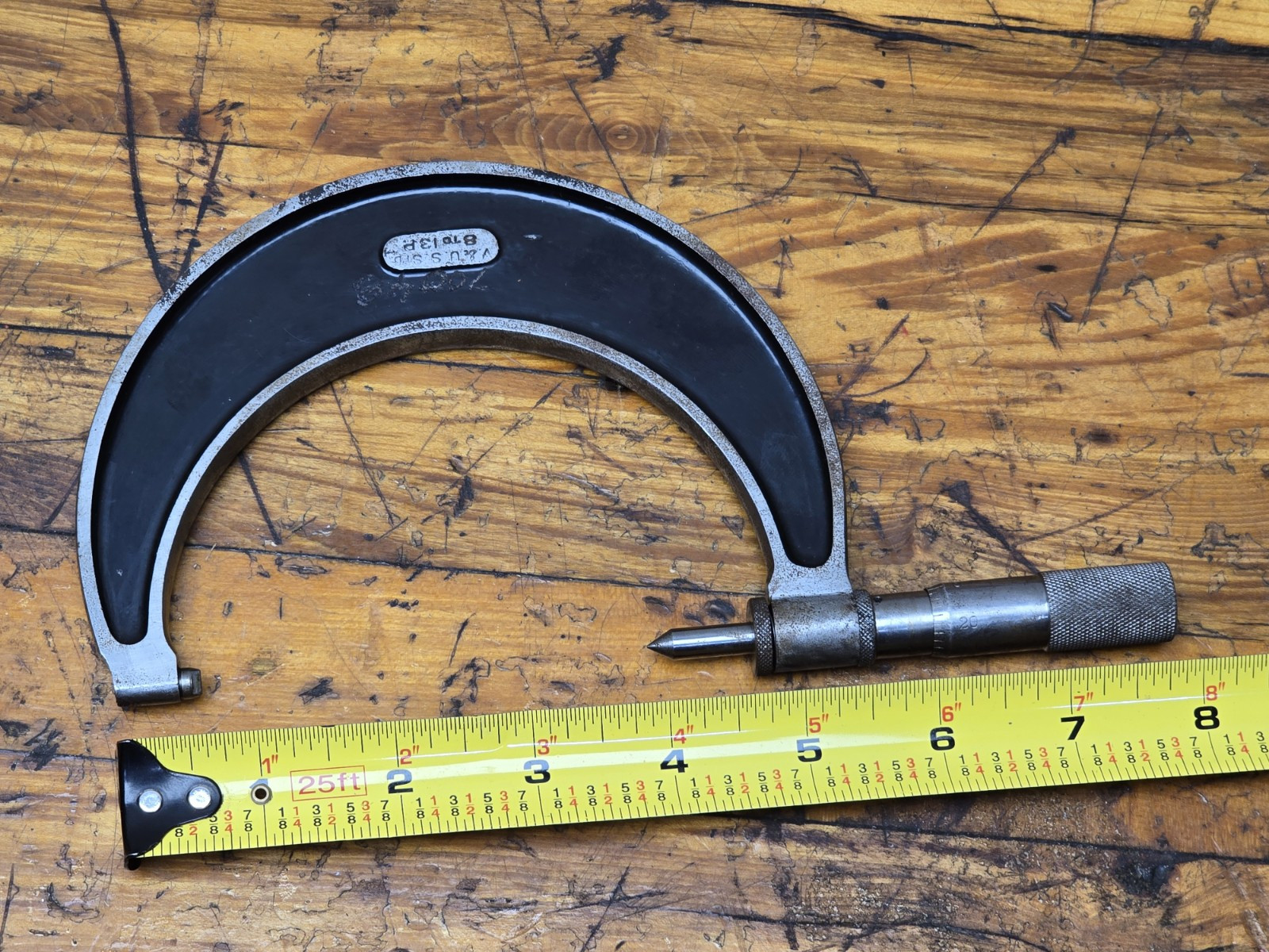 Starrett 3-4" Thread Micrometer, Measures V & US Std Threads, 8-13 Pitch, Used.