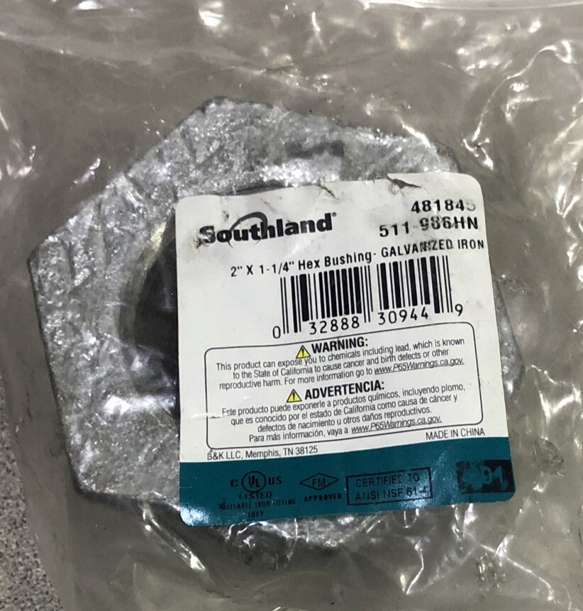 Southland 2 In. x 1-1/4 In. Hex Galvanized Bushing 511-986BG Southland 511-986BG