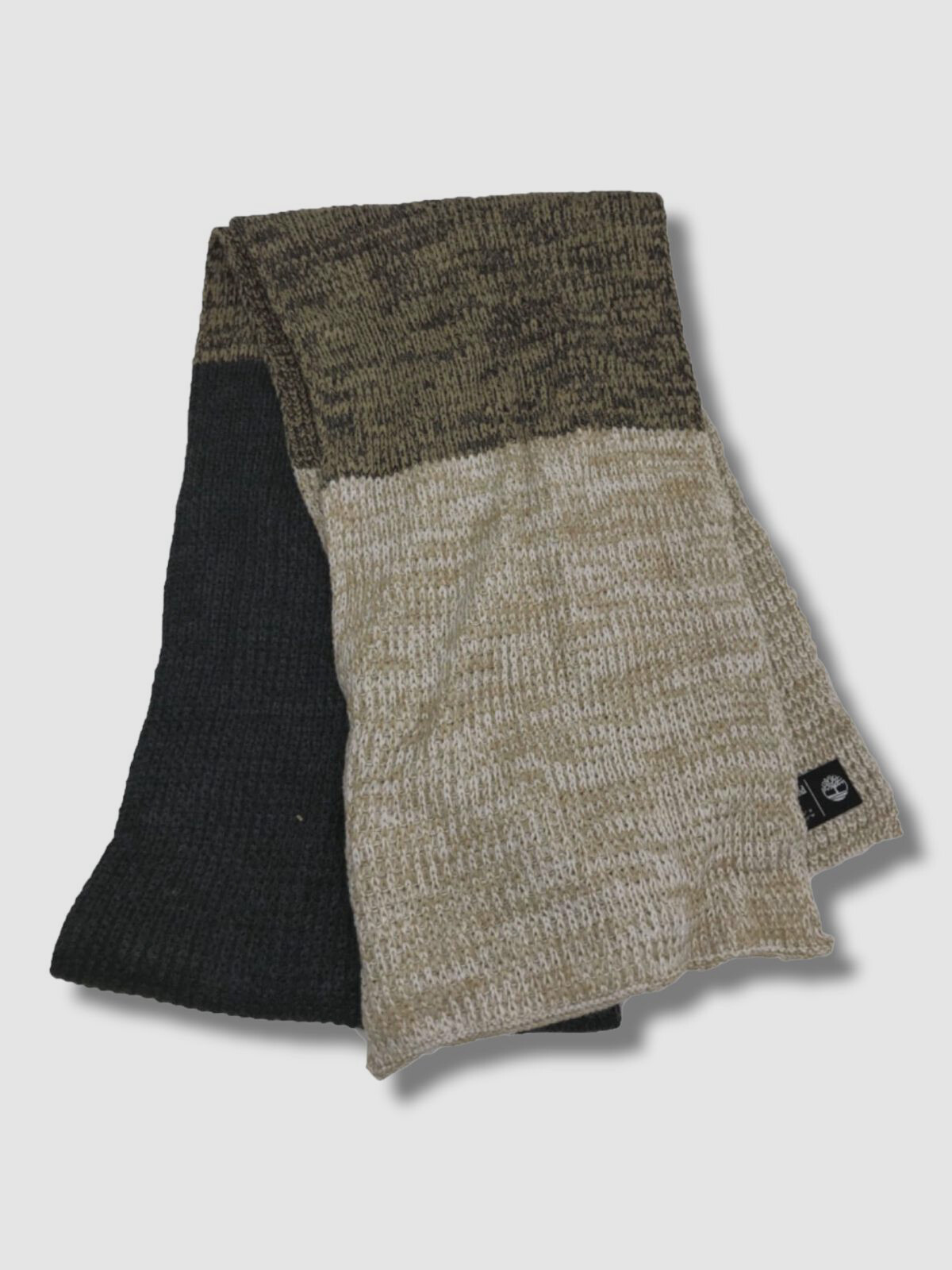 $56 Timberland Men's Brown Color-Block Therma Stitch Muffler Scarf One Size