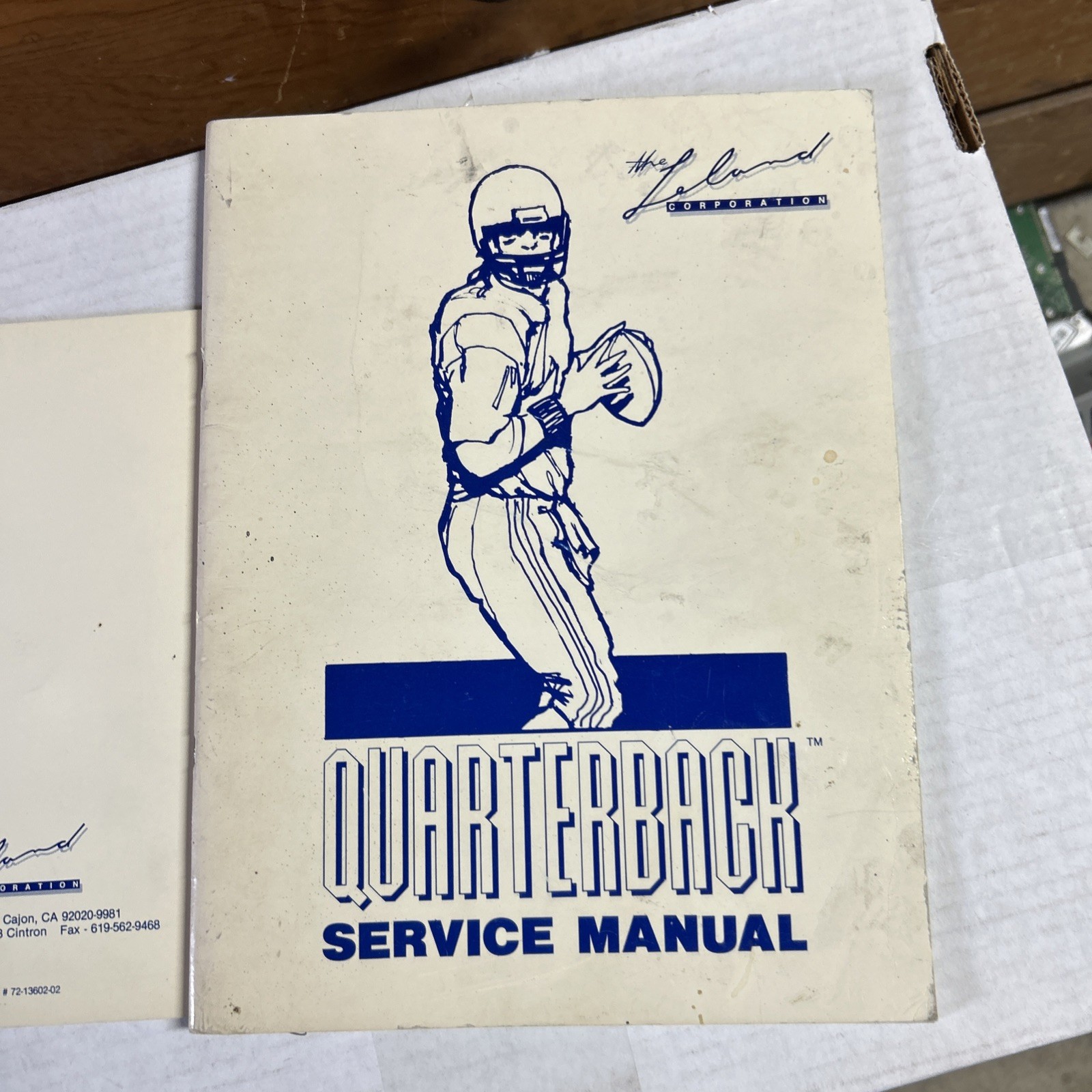 Original quarterback leland Set With Schematics arcade video game manual