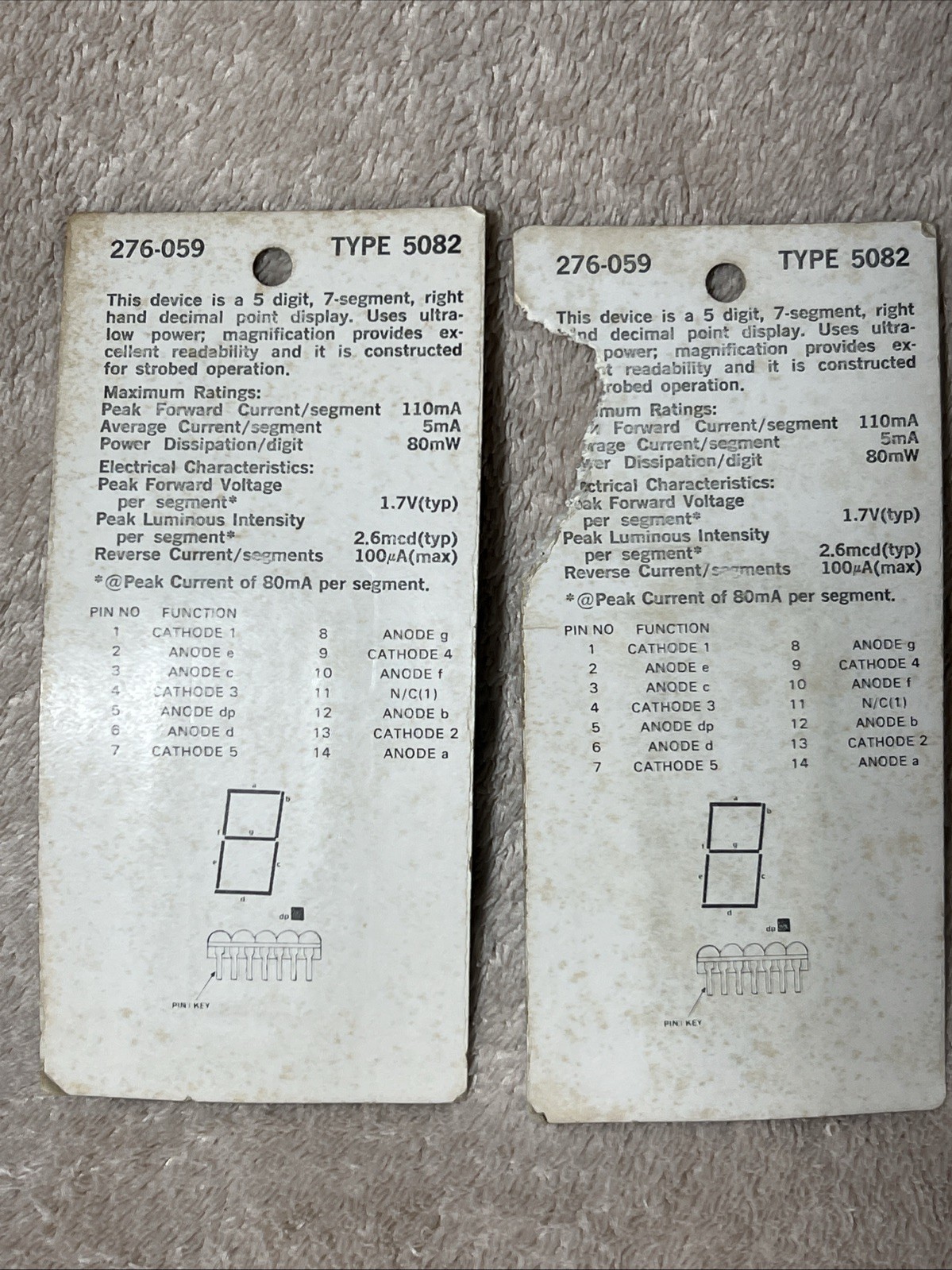 (2)Vintage Archer Electronics 276-059 - Five Digit Numeric Display - NOS & Other